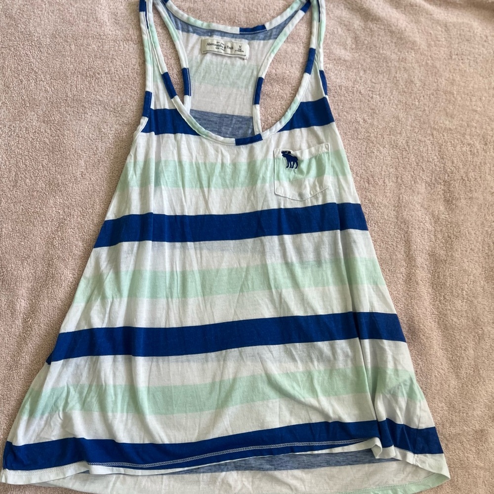 Abercrombie & Fitch Blue and White Striped Tank